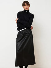 Matte Leather Slit A Swing Skirt
